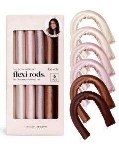 kitsch heatless hair curlers - 6 pcs satin flexi rods for overnight blowout, no heat curling rods to sleep in, rollers for short hair