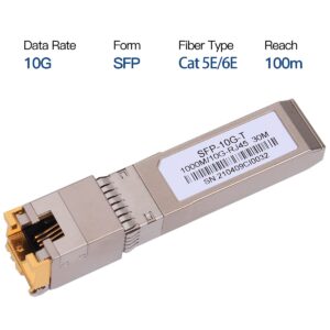 4PACK 10G SFP+ to RJ45 Copper Module, High-Speed 10GBase-T Transceiver, 10Gb SFP+ Ethernet CAT.6a/7 up to 30 Meters, Compatible with Cisco,Ubiquiti,Netgear,D-Link,TP-Link,Mikrotik,Unifi and more