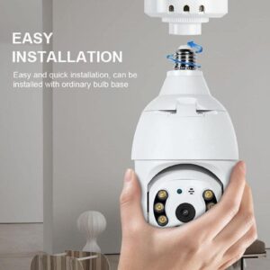 DEXINLONG Light Bulb Camera, 360 Degree E27 Bulb Security Camera Outdoor, 1080P Home Surveillance Cameras System with Human Motion Detection and Alarm (2pc)