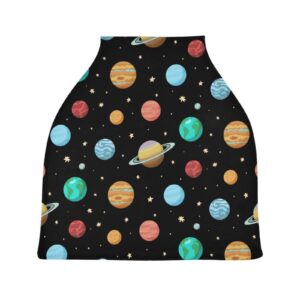 Soft Baby Car Seat Covers Galaxy Space Planets Canopy for Infants Strollers Canopies for Newborns Babies Nursing Apron Cover for Breastfeeding