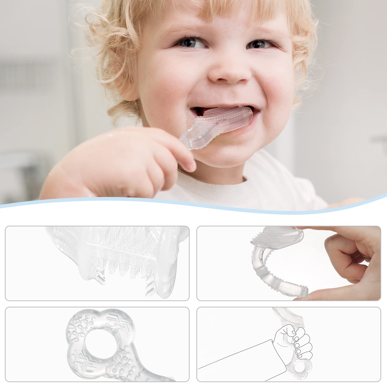 haakaa Training Toothbrush Set Oral Care Kit, Soft Silicone Toothbrush for Baby, Infants, Toddlers & Kids, SUVA Grey