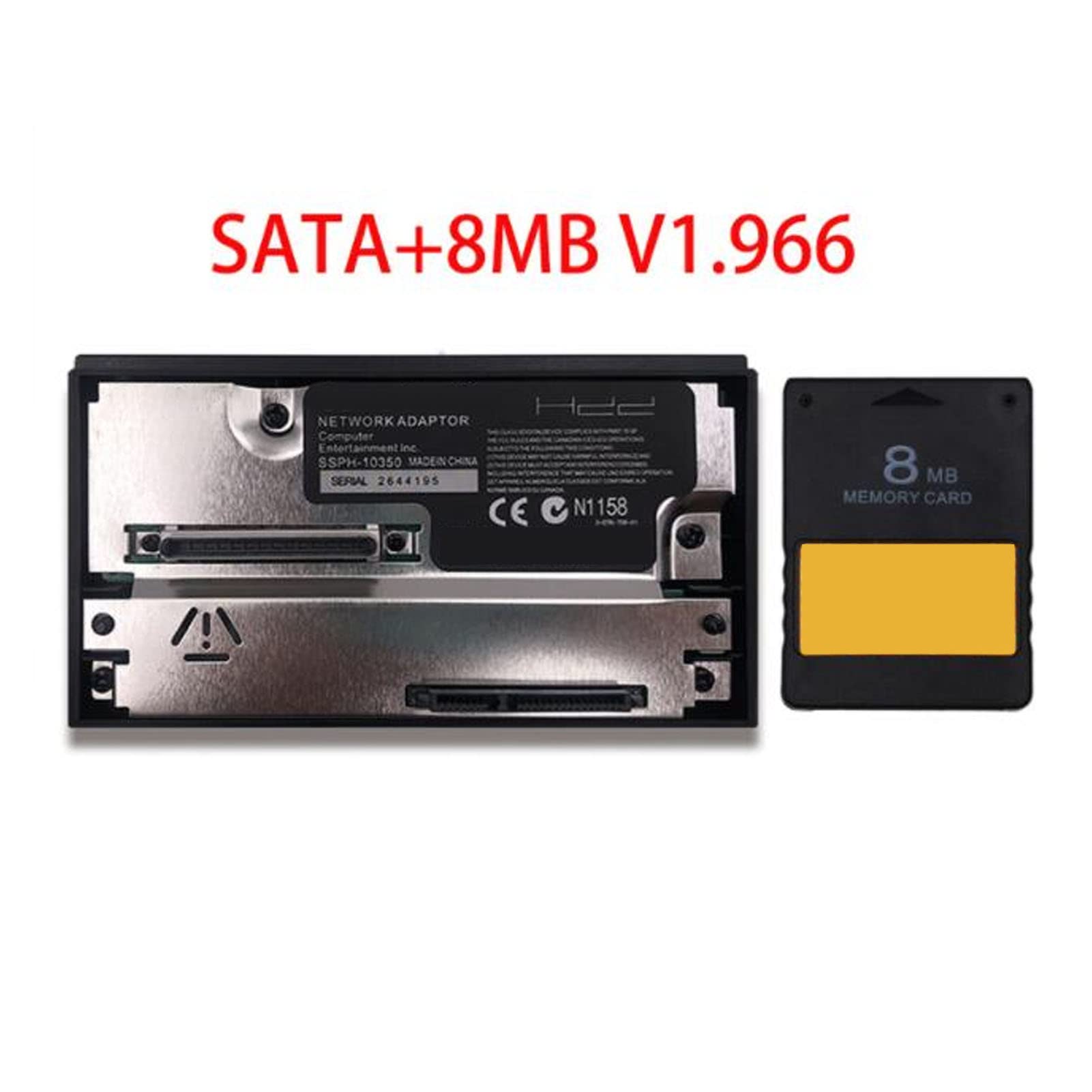 SATA Interface Network Adaptor, for PS2 Game Console, HDD Hard Disk Adapter, with 8MB FMCB V1.966 Memory Card, Supports 2TB SATA HDDs, Anti Interference