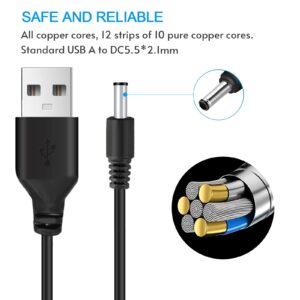 PREMIER ADAPTER PremierAdapter 5.5mm * 2.1mm USB 2A 90cm Black Charger Power Cable Lead 5V 4.5V