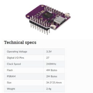 DIANN 5pcs ESP32 S2 Mini V1.0.0 WiFi IOT Board Based ESP32-S2FN4R2 ESP32-S2 4MB Flash 2MB PSRAM MicroPython Type-C USB