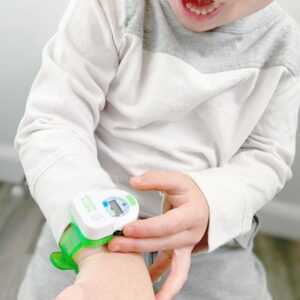 Potty Time: Purple Watch & Sticker Set | Water Resistant, Toilet Training Aid, Warranty Included. (Automatic Timers Plays Music & Flashing Lights for Fun Reminders), Green + Space Sticker Chart Kit