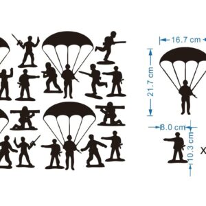 Home Interior Kids Room Armyman Soldiers Paratroopers DIY Wall Decor Stickers Parachute Wall Decal for Teens Bedroom Living Room Decor Poster AFN104 (Army Green)