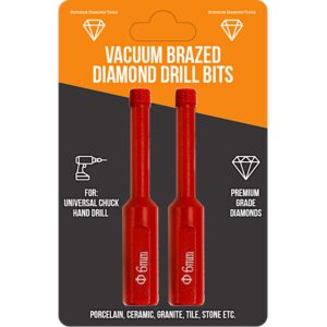 Superior Diamond Tools Dry Diamond Drill Bits - 2pk 1/4'' (6mm) Triangle Shank - Tile Drill Bits - Ceramic Drill Bit - Porcelain Drill Bits - Diamond Drill Bits for Stone