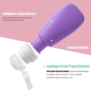 MODENGKONGJIAN Leak Proof Travel Bottles, TSA Approved Silicone Squeezable Shampoo Refillable Toiletry Cosmetic Container, 2oz Portable Traveling Size Liquid Containers Kit (4 Pack)