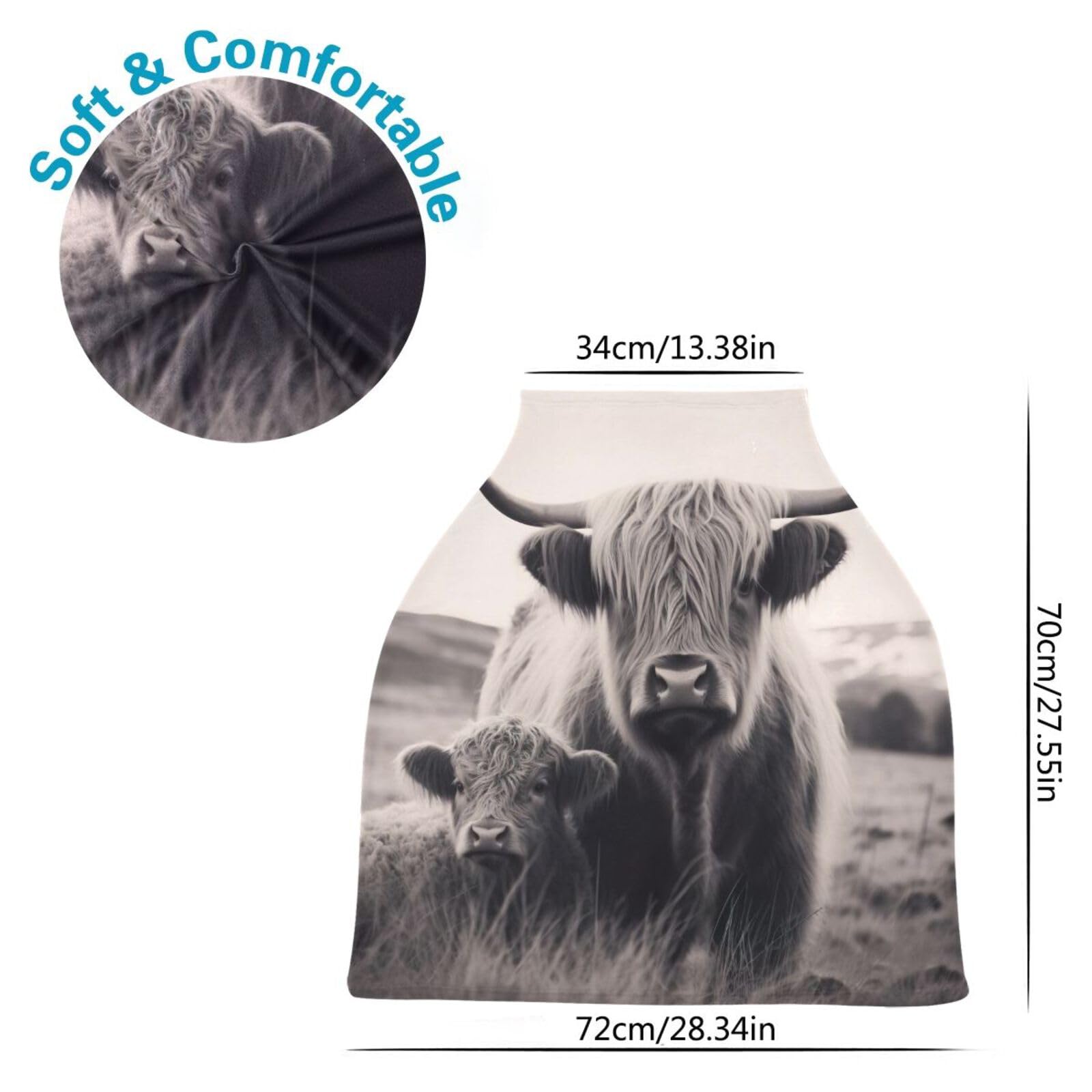 Soft Baby Car Seat Covers Highland Cow Canopy for Infants Strollers Canopies for Newborns Babies Nursing Apron Cover for Breastfeeding