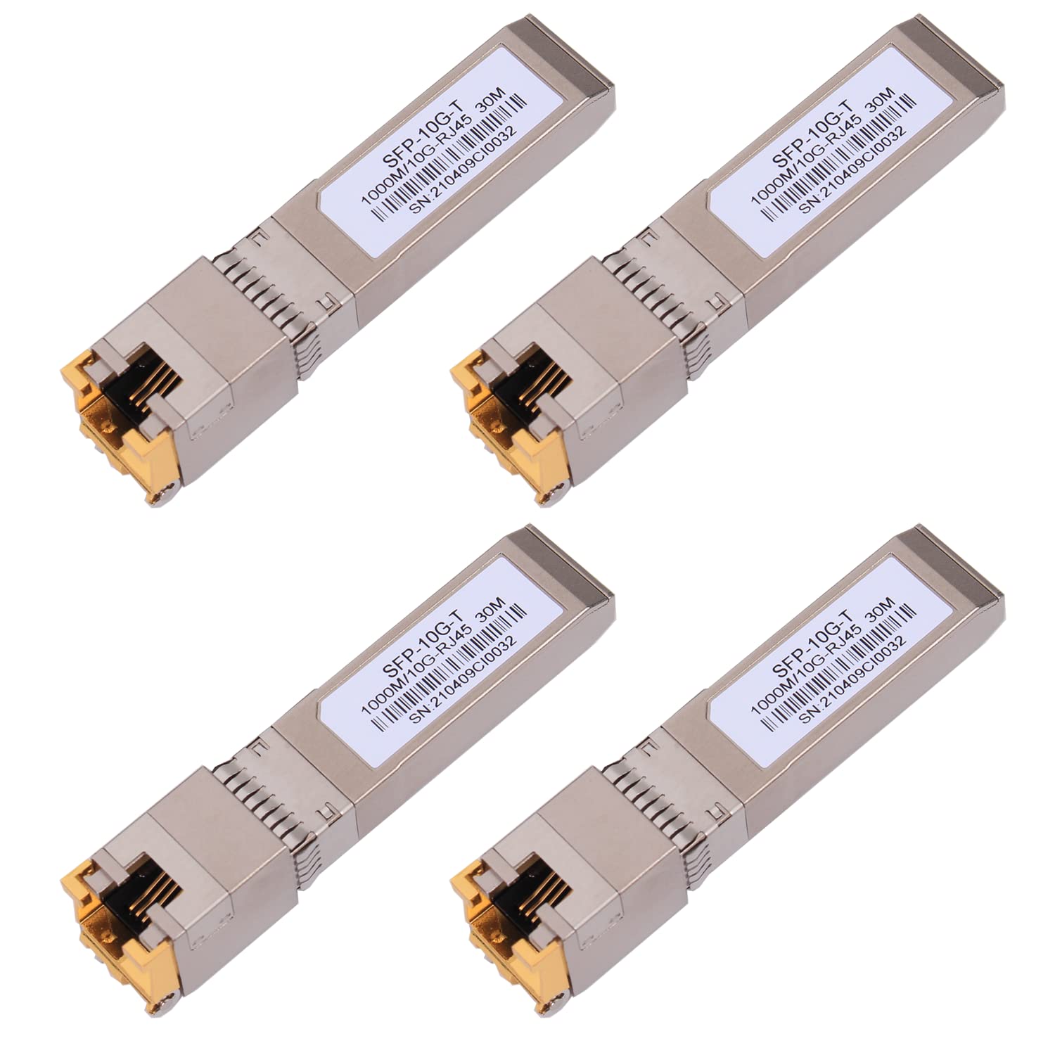 4PACK 10G SFP+ to RJ45 Copper Module, High-Speed 10GBase-T Transceiver, 10Gb SFP+ Ethernet CAT.6a/7 up to 30 Meters, Compatible with Cisco,Ubiquiti,Netgear,D-Link,TP-Link,Mikrotik,Unifi and more