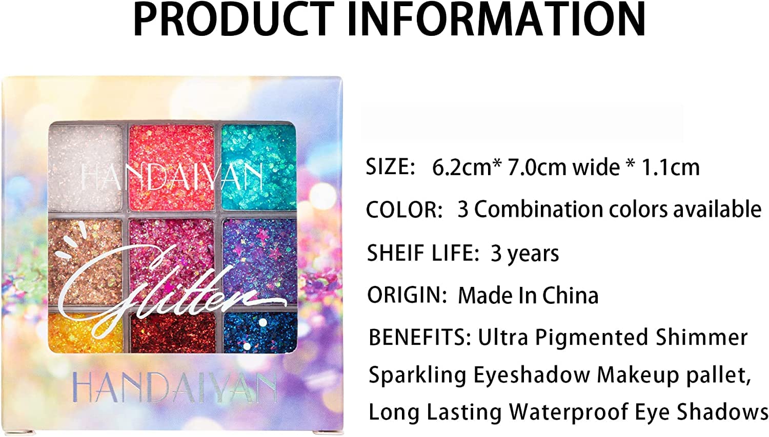 Glitter Eyeshadow Palette Makeup 9 Colors Body Glitter Glue Gel Palette Colorful Shimmer Sparkle Eyeshadow Long Lasting Highly Pigmented Waterproof Professional Glitter Eyeshadow Rainbow Face Paint