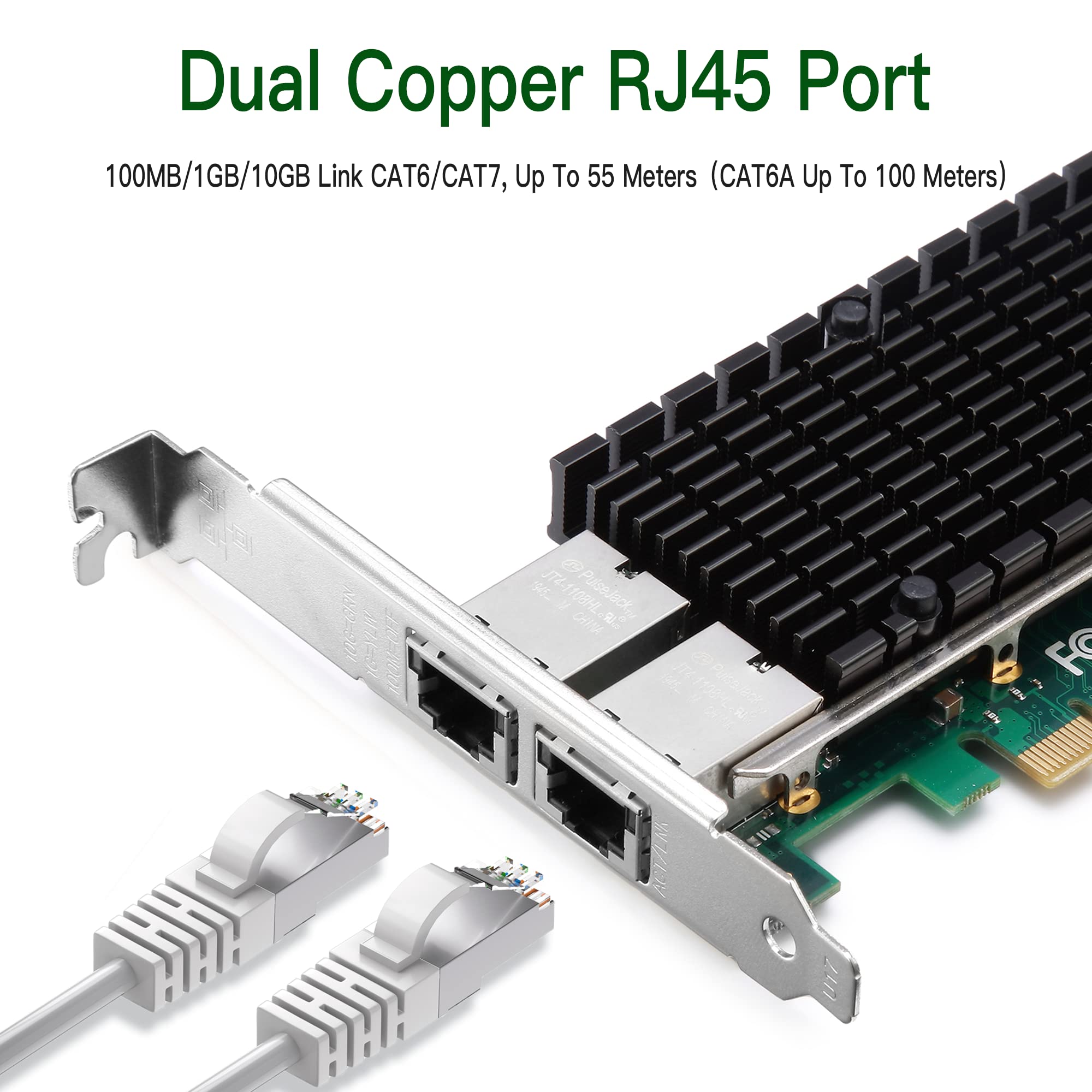 XZSNET 10G Network Card with Intel X540 Chip, 10GB PCI-E NIC Compare to Intel X540-T2, Dual RJ45 Port PCI Express X8 Ethernet Adapter Support Windows/Windows Server/Linux/Freebsd/VMware ESXi