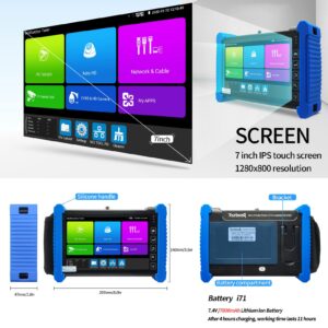 Rsrteng CCTV Camra Tester,IPC-7600CADH Plus 8K 32MP IP Camera Tester with Cable Tracer 4K 8MP AHD CVI TVI CVBS Coaxial Camera Tester 7” Touch Screen Monitor Support HDMI VGA TDR Audio POE RS485