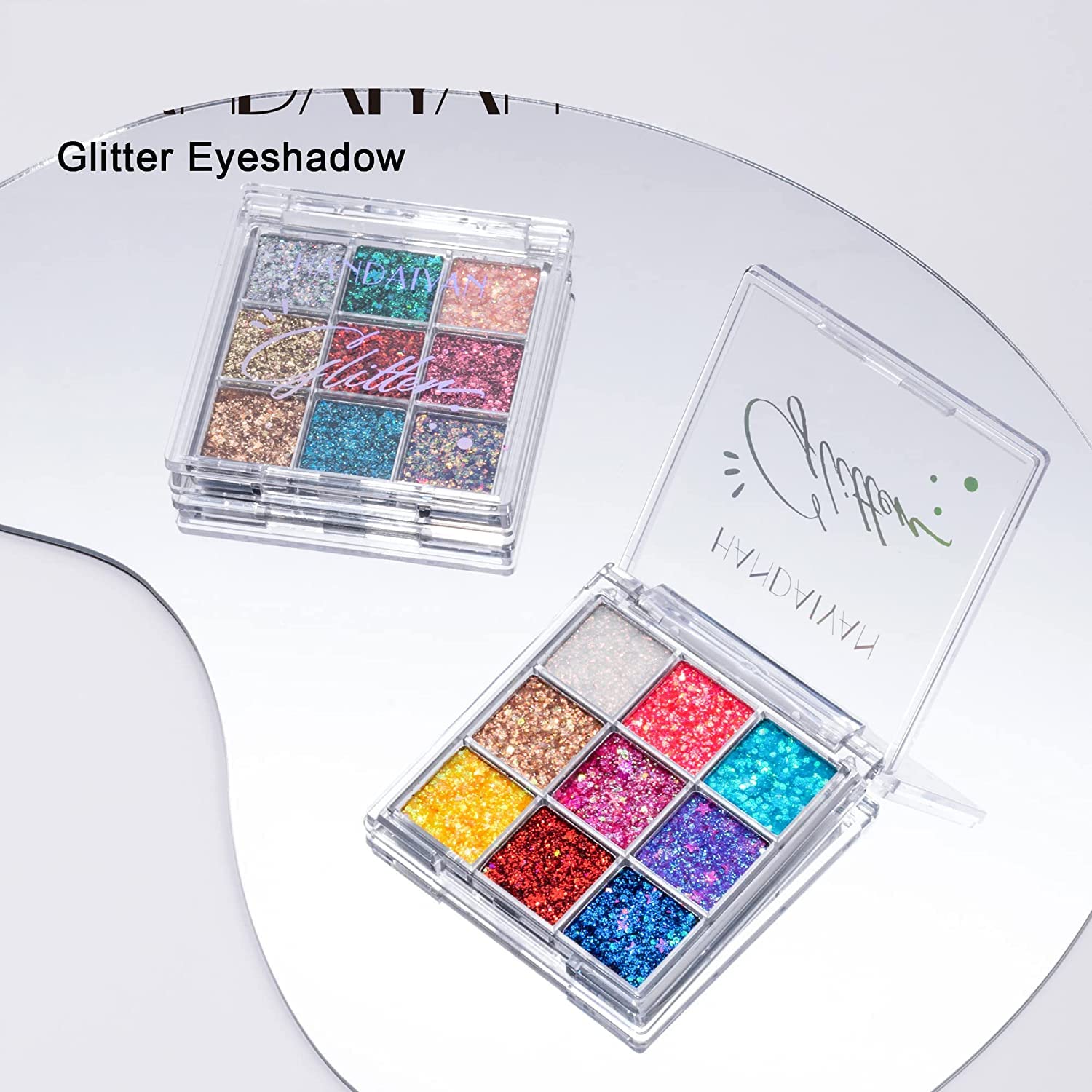 Glitter Eyeshadow Palette Makeup 9 Colors Body Glitter Glue Gel Palette Colorful Shimmer Sparkle Eyeshadow Long Lasting Highly Pigmented Waterproof Professional Glitter Eyeshadow Rainbow Face Paint