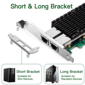 XZSNET 10G Network Card with Intel X540 Chip, 10GB PCI-E NIC Compare to Intel X540-T2, Dual RJ45 Port PCI Express X8 Ethernet Adapter Support Windows/Windows Server/Linux/Freebsd/VMware ESXi