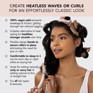 Kitsch Heatless Hair Curlers - 6 pcs Satin Flexi Rods for Overnight Blowout, No Heat Curling Rods to Sleep In, Rollers for Short Hair