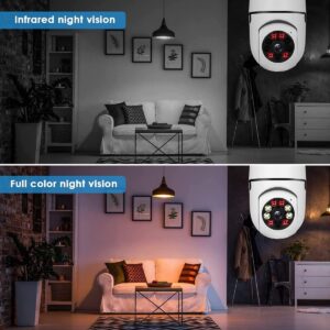 DEXINLONG Light Bulb Camera, 360 Degree E27 Bulb Security Camera Outdoor, 1080P Home Surveillance Cameras System with Human Motion Detection and Alarm (2pc)