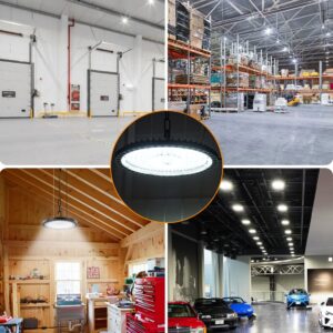 LED High Bay Light, 200W UFO LED High Bay Lights, 24000LM 5000K LED Shop Lights with US Plug 5' Cable Bay Lights, IP65 Warehouse Light, Area Light Bay Lighting for Shop Garage Warehouse Workshop(2)