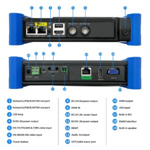 Rsrteng CCTV Tester,IPC-7600CADHS Plus 8K 32MP IP Camera Tester with Cable Tracer 4K 8MP AHD CVI TVI SDI CVBS Coaxial Camera Tester 7” Touch Screen Monitor Support HDMI VGA TDR WiFi Audio POE RS485