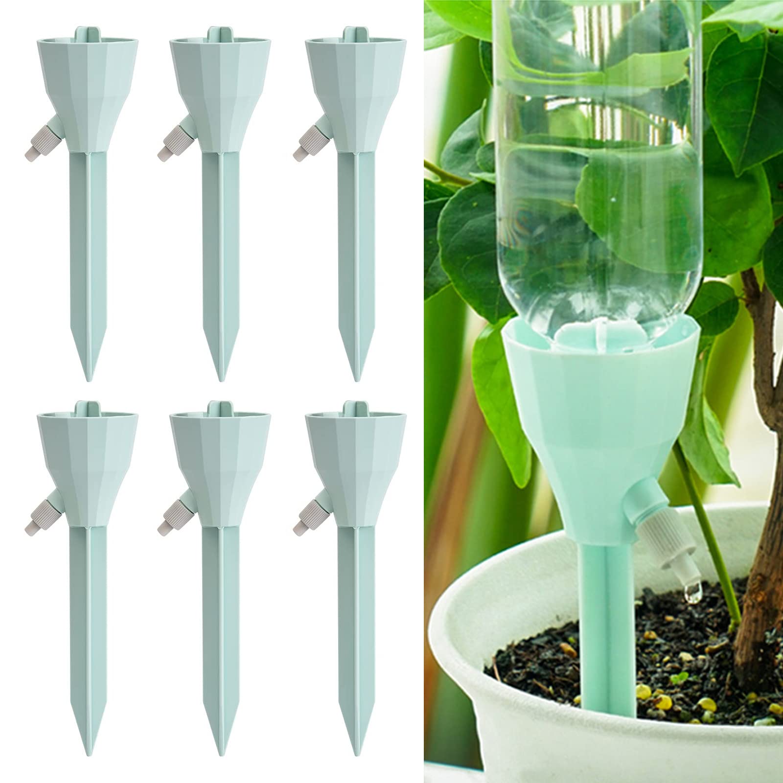 Wonglea New Upgraded Plant Self Watering Spikes,Adjustable Plant Watering Devices with Slow Release Control Switch Water Dripper,Watering Planter Insert,Automatic Plant Waterer for Vacations (6)