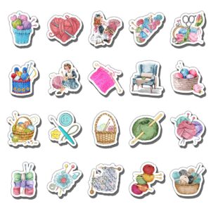 goleex 20 pack pcs waterproof vinyl knitting themed stickers knit yarn stickers items for adults girls women mom grandma vintage decal labels scrapbooking laptop phone decoration