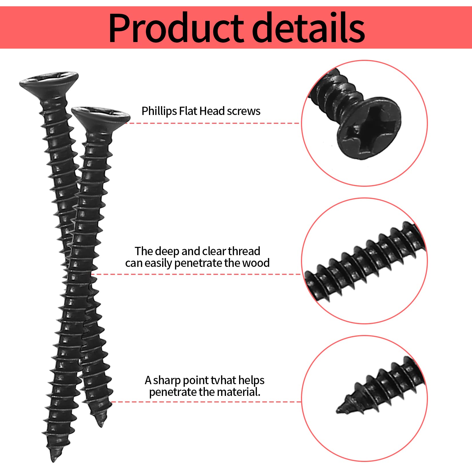 430 Pcs M3 Wood Screws Assortment Kit, Black Flat Head Self-Tapping Screws, Cross Drive Head Countersunk Head Screws Fasteners, Assorted Chipboard Cabinet Screws with 20 Plastic Wall Screw Anchors