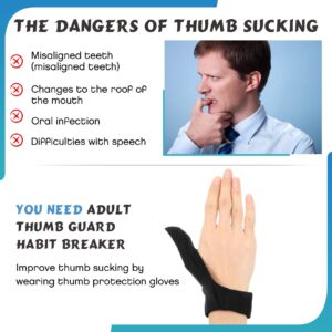 Otuuz Adult Thumb Guard Habit Thumb Sucking Thumb Cover Thumb Glove to Help Stop Skin Picking Thumb Sucking and Hair Pulling(Black)