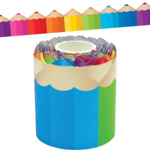 Teacher Created Resources Multi Bright Stitch 7" Fun Font Letters & Colored Pencils Die-Cut Rolled Border Trim - 50ft