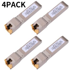 4PACK 10G SFP+ to RJ45 Copper Module, High-Speed 10GBase-T Transceiver, 10Gb SFP+ Ethernet CAT.6a/7 up to 30 Meters, Compatible with Cisco,Ubiquiti,Netgear,D-Link,TP-Link,Mikrotik,Unifi and more