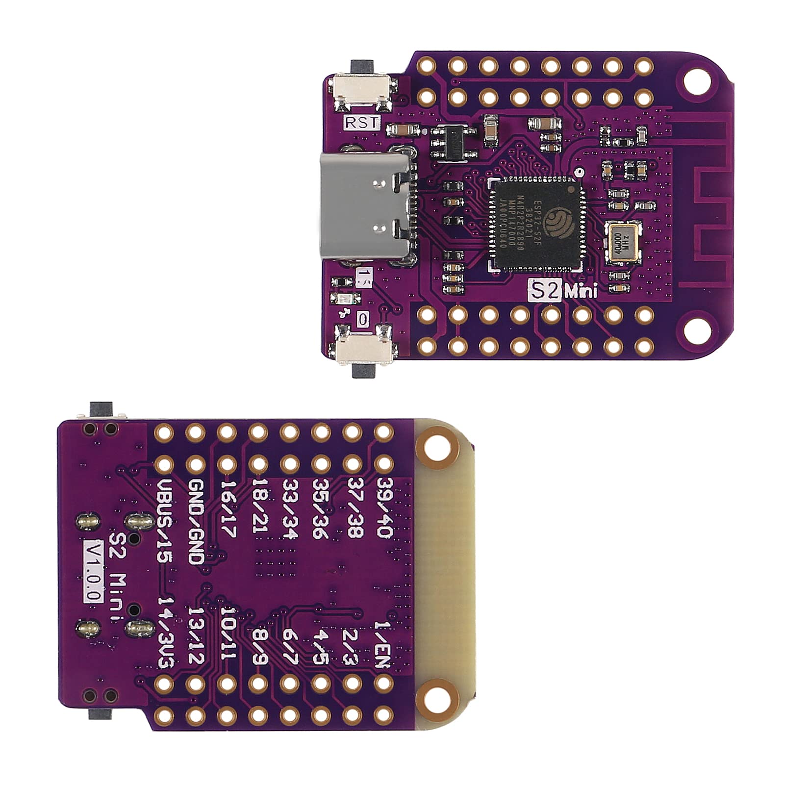 DIANN 2pcs ESP32 S2 Mini V1.0.0 WiFi IOT Board Based ESP32-S2FN4R2 ESP32-S2 4MB Flash 2MB PSRAM MicroPython Type-C USB