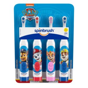 spinbrush kids paw patrol kid’s electric battery powered toothbrush with soft bristles (4 pack) 0.78 pounds