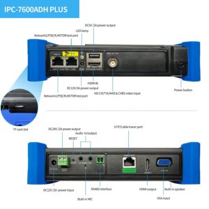 Rsrteng CCTV Camra Tester,IPC-7600CADH Plus 8K 32MP IP Camera Tester with Cable Tracer 4K 8MP AHD CVI TVI CVBS Coaxial Camera Tester 7” Touch Screen Monitor Support HDMI VGA TDR Audio POE RS485