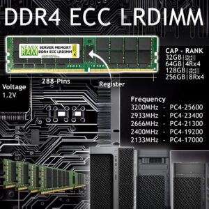 NEMIX RAM 512GB (8X64GB) DDR4 2133MHZ PC4-17000 4Rx4 1.2V 288-PIN ECC LRDIMM Load Reduced Server Memory KIT