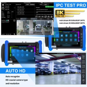 Rsrteng CCTV Tester,IPC-7600CADHS Plus 8K 32MP IP Camera Tester with Cable Tracer 4K 8MP AHD CVI TVI SDI CVBS Coaxial Camera Tester 7” Touch Screen Monitor Support HDMI VGA TDR WiFi Audio POE RS485