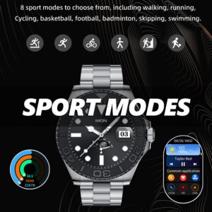 Loluka Smart Watch for Android Phones Answer/Make Calls SMS Reminder Exercise Smartwatch Compatible iPhone Stainless Steel Fitness Watch Men