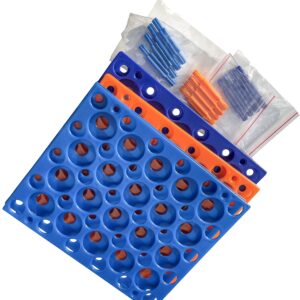 3 PCS 50 Well Centrifuge Tube Rack for 10ml/15ml/50ml Laboratory Plastic Tube Rack Holder (Deep Blue, Orange, Light Blue)