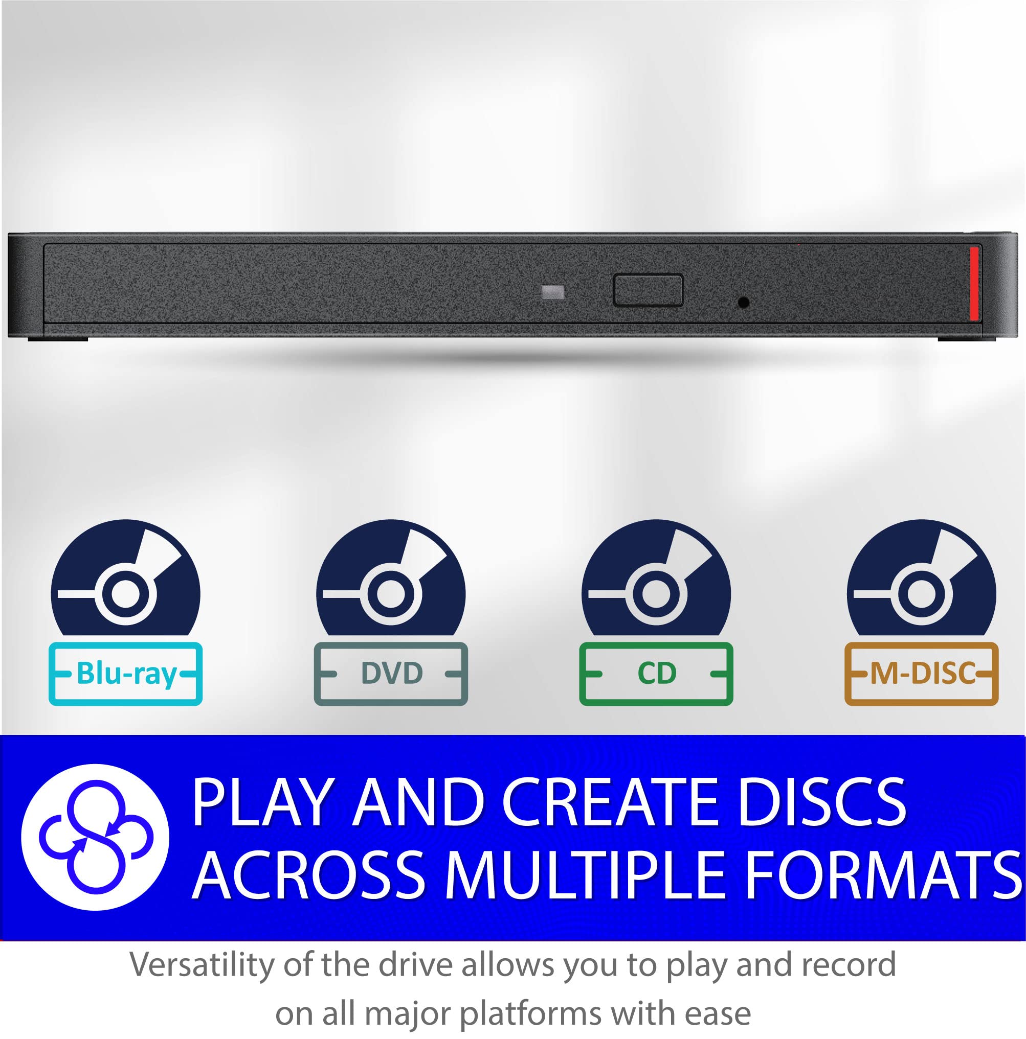 BUFFALO MediaStation 6X Portable Type-C USB 3.2 (Gen 1) Blu-ray Drive/External, Plays and Burns Blu-Rays, DVDs, and CDs. Compatible with PC/Mac Laptops and Desktops.