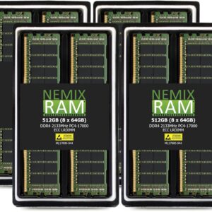 NEMIX RAM 512GB (8X64GB) DDR4 2133MHZ PC4-17000 4Rx4 1.2V 288-PIN ECC LRDIMM Load Reduced Server Memory KIT