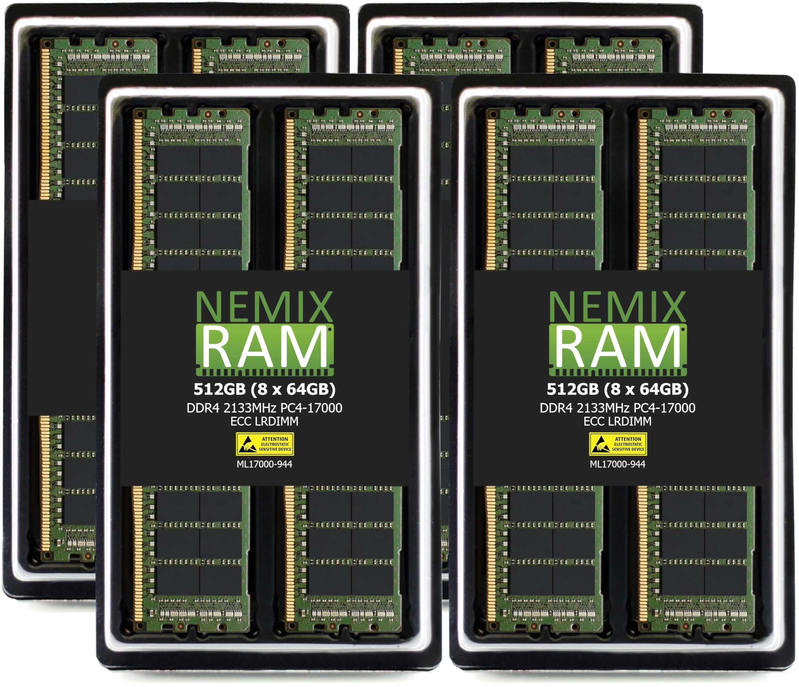 NEMIX RAM 512GB (8X64GB) DDR4 2133MHZ PC4-17000 4Rx4 1.2V 288-PIN ECC LRDIMM Load Reduced Server Memory KIT