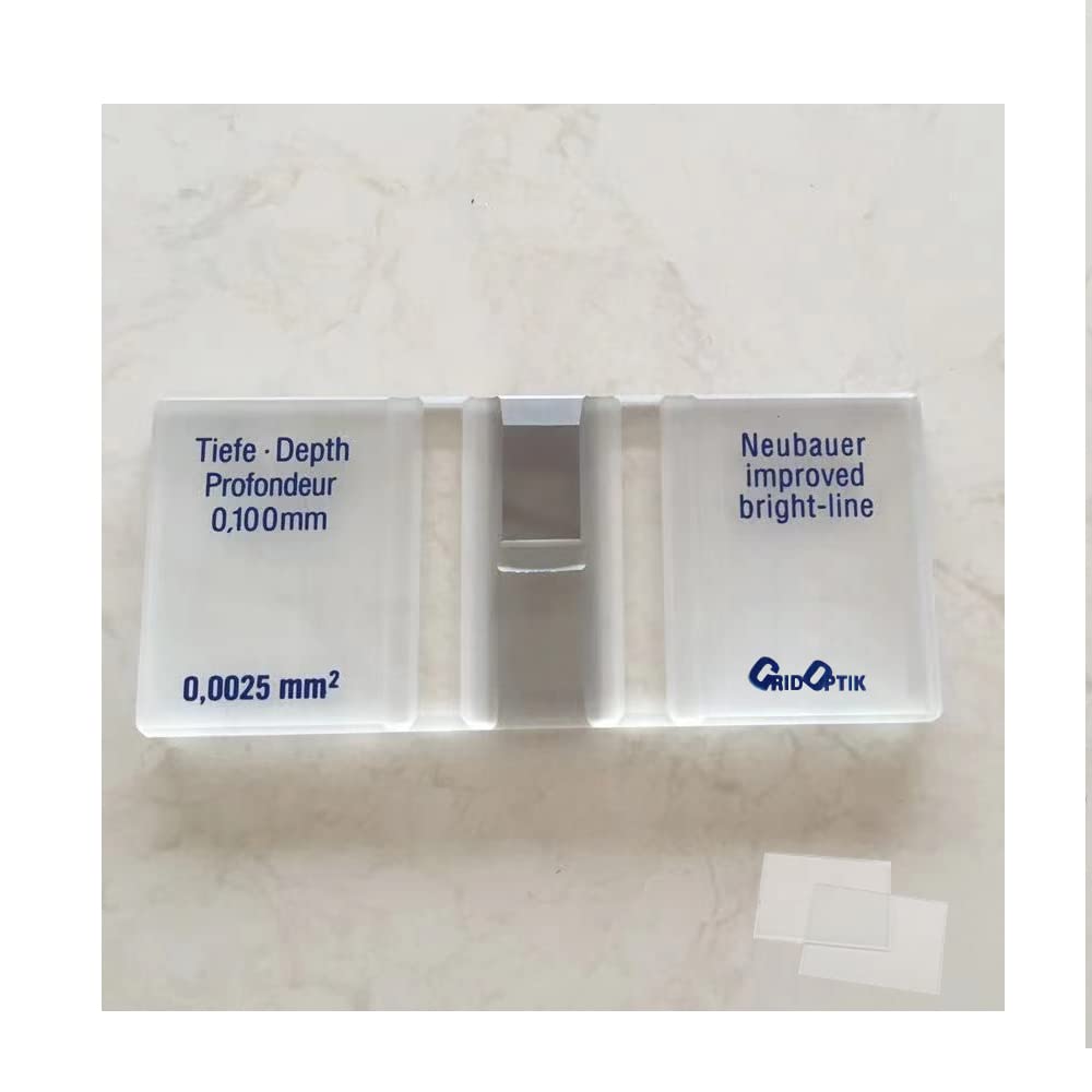 Cell Counting Chamber，Improved Neubauer Hemocytometer with Bright Line and 2 pcs Cover Glass