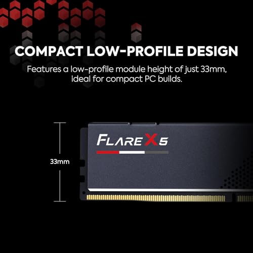 G.SKILL Flare X5 Series (AMD Expo) DDR5 RAM 64GB (2x32GB) 5600MT/s CL36-36-36-89 1.25V Desktop Computer Memory UDIMM - Matte Black (F5-5600J3636D32GX2-FX5)