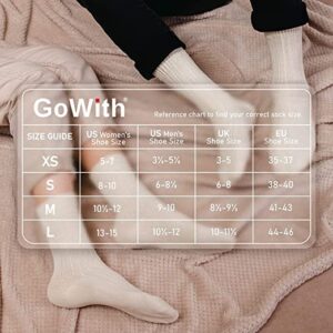 GoWith 5 Pairs Unisex Natural 97% Cotton Crew Socks, Comfy Cozy Breathable Seamless Casual Socks for Men & Women, Ecru, X-Small, Model 3013