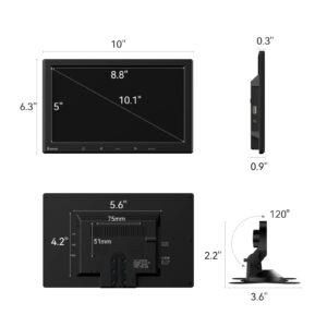 Eyoyo 10 inch Monitor, 1024x600 Small HDMI Monitor, HDMI VGA AV Monitor with Remote Control & Speaker, Portable Display for Gaming Raspi PC DVD Car