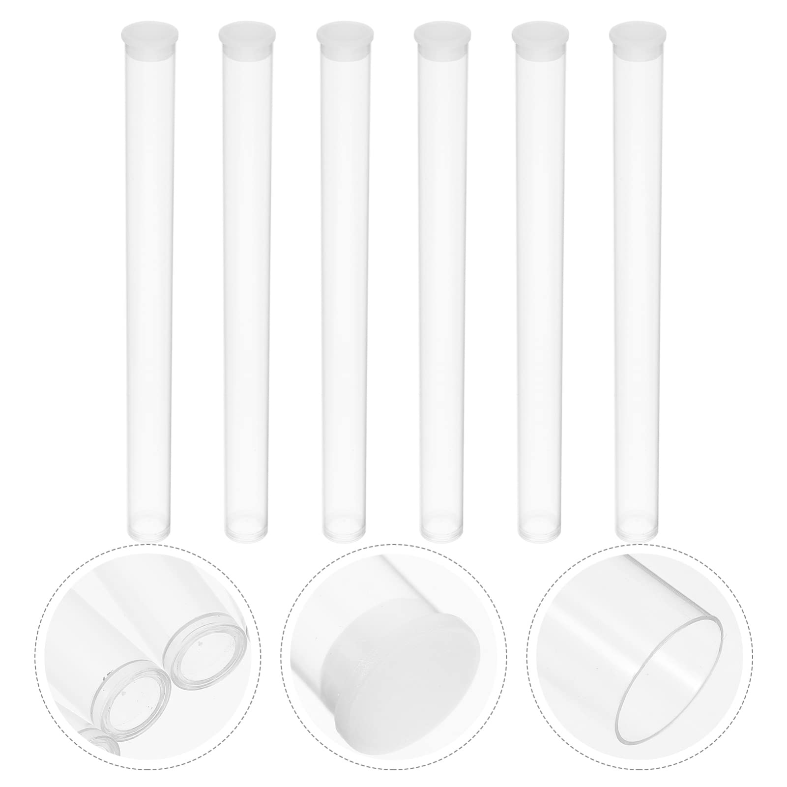 LIOOBO Clear PVC Tube: 6 Pack Acrylic Tubes with Caps, Empty Tube Packaging with Cap, Bead Craft Supply Storage