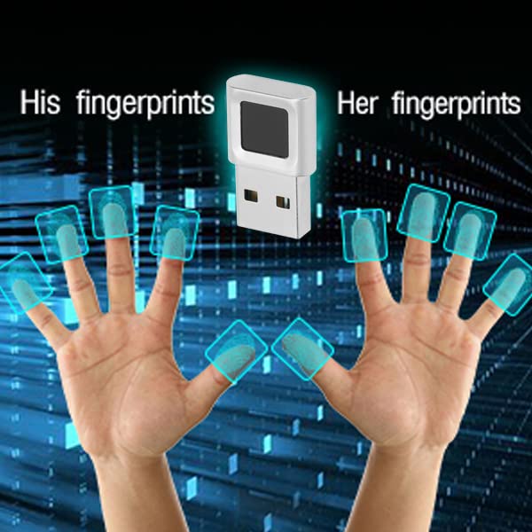 GOWENIC USB Fingerprint Reader, Portable Security Key Biometric Fingerprint Scanner USB Fingerprint Key Reader for Windows 10 11 32/64 Bits, 360 Degrees Touch