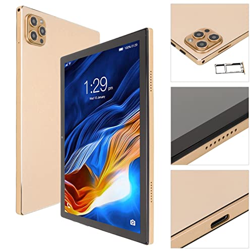 ciciglow 10.1in HD Tablet, 6GB RAM 128GB ROM 4G Calling Tablet PC, Octa Core Processor, 1080x1960 IPS, 8MP 13MP Camera, for Android 12, 8000mAh, WiFi Bluetooth GPS(Gold)(US)