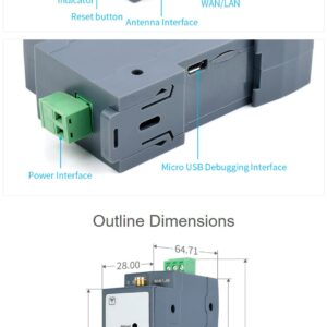 RS485 to WiFi/Ethernet Module, Rail-Mount Serial Server, Modbus MQTT Gateway, Support 802.11b/g/n Wireless Standards, Support RS485 to WiFi, RS485 to Ethernet, Ethernet to WiFi, etc.