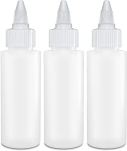 brightfrom twist top applicator bottles, squeeze 2 oz empty plastic bottles, refillable, open/close nozzle - multi purpose (pack of 3)