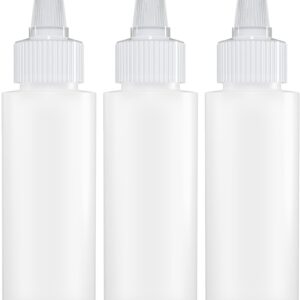 BRIGHTFROM Twist Top Applicator Bottles, Squeeze 2 OZ Empty Plastic Bottles, Refillable, Open/Close Nozzle - Multi Purpose (Pack of 3)