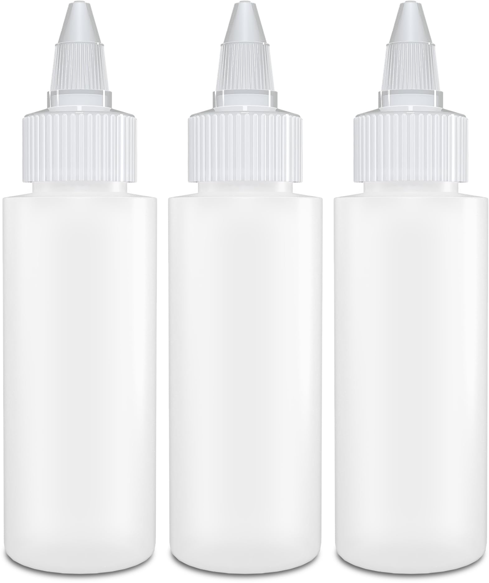 BRIGHTFROM Twist Top Applicator Bottles, Squeeze 2 OZ Empty Plastic Bottles, Refillable, Open/Close Nozzle - Multi Purpose (Pack of 3)